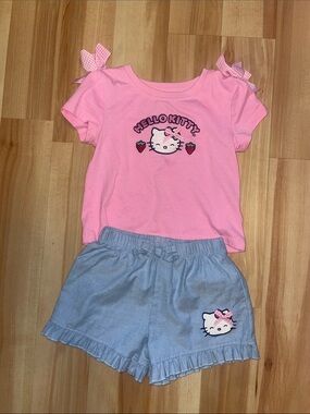 Hello Kitty Pink T-Shirt and Denim Shorts Set size 3T